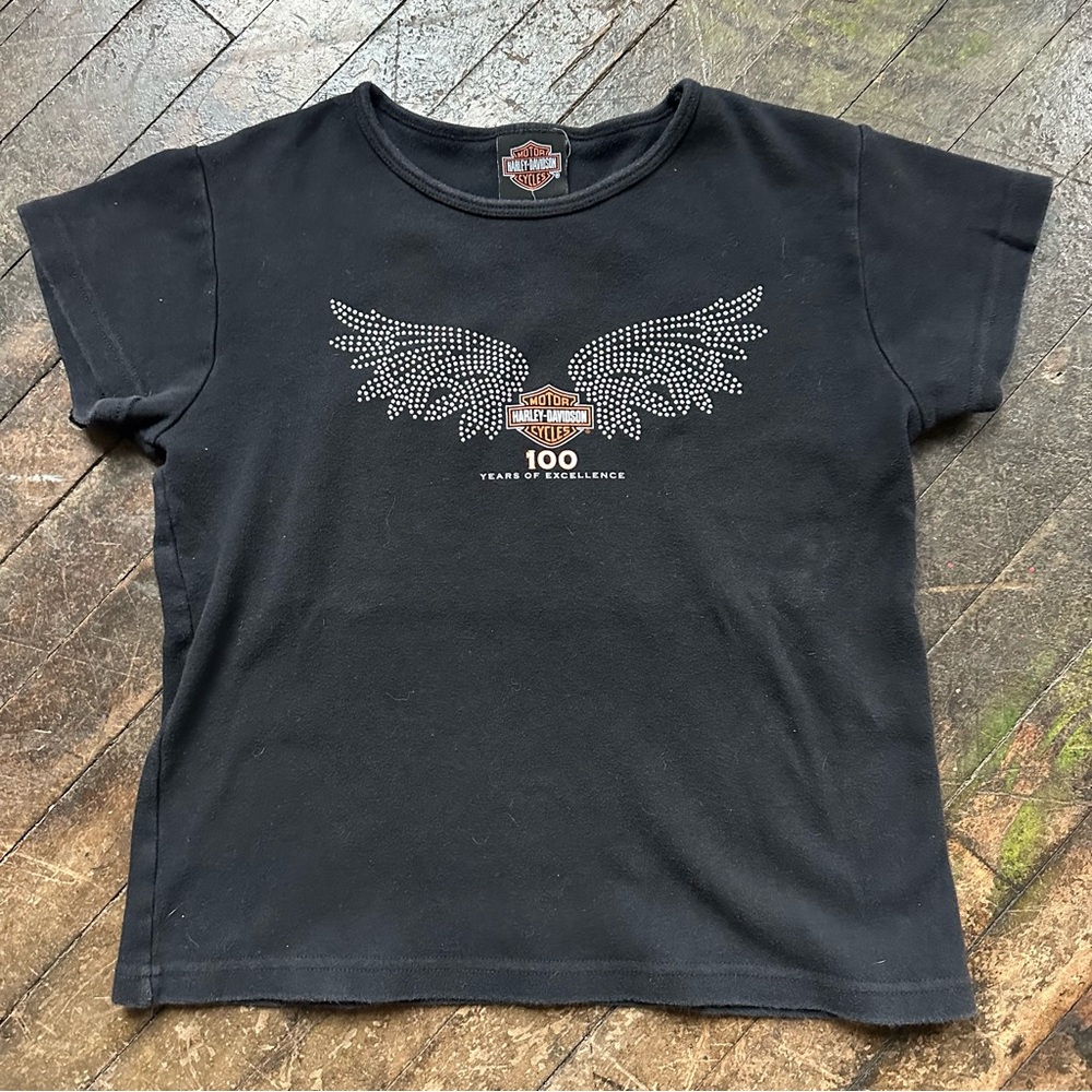 Harley Davidson Rhinestone Wings Tee – 100 Years Anniversary